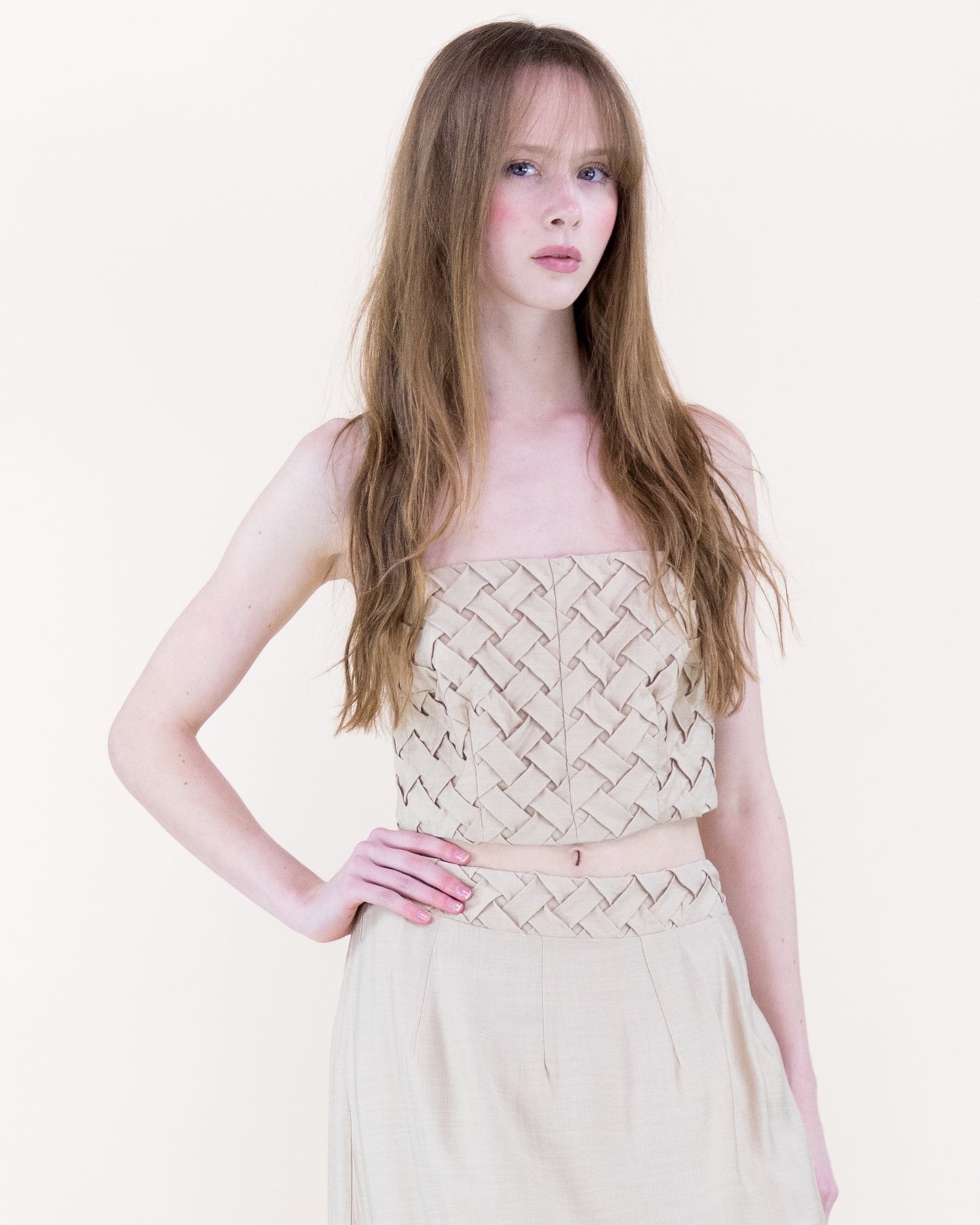 Artisanal Lattice Bodice Crop Top