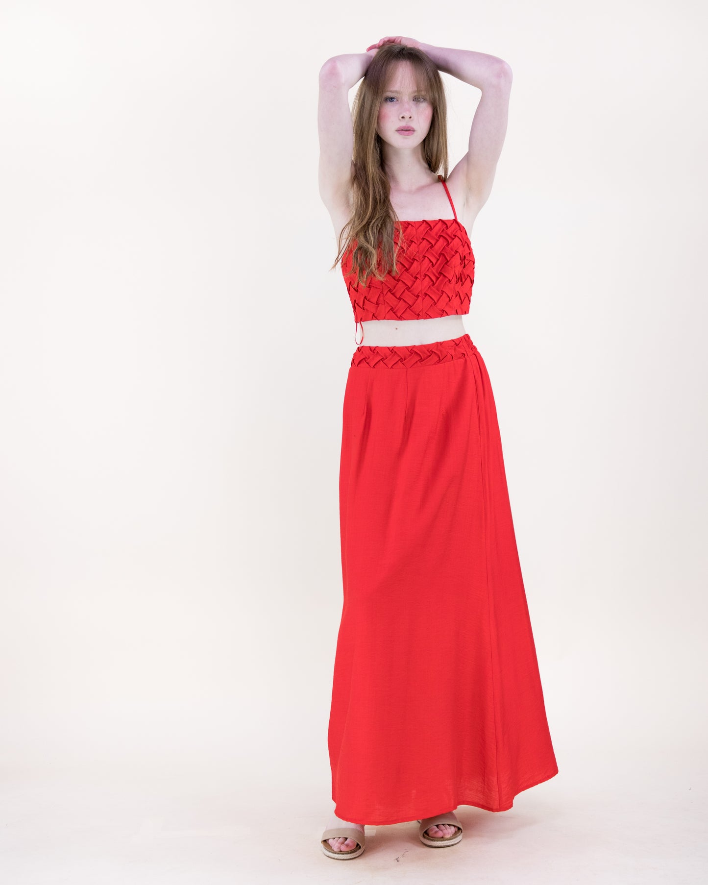 Artisanal Lattice Bodice Crop Top
