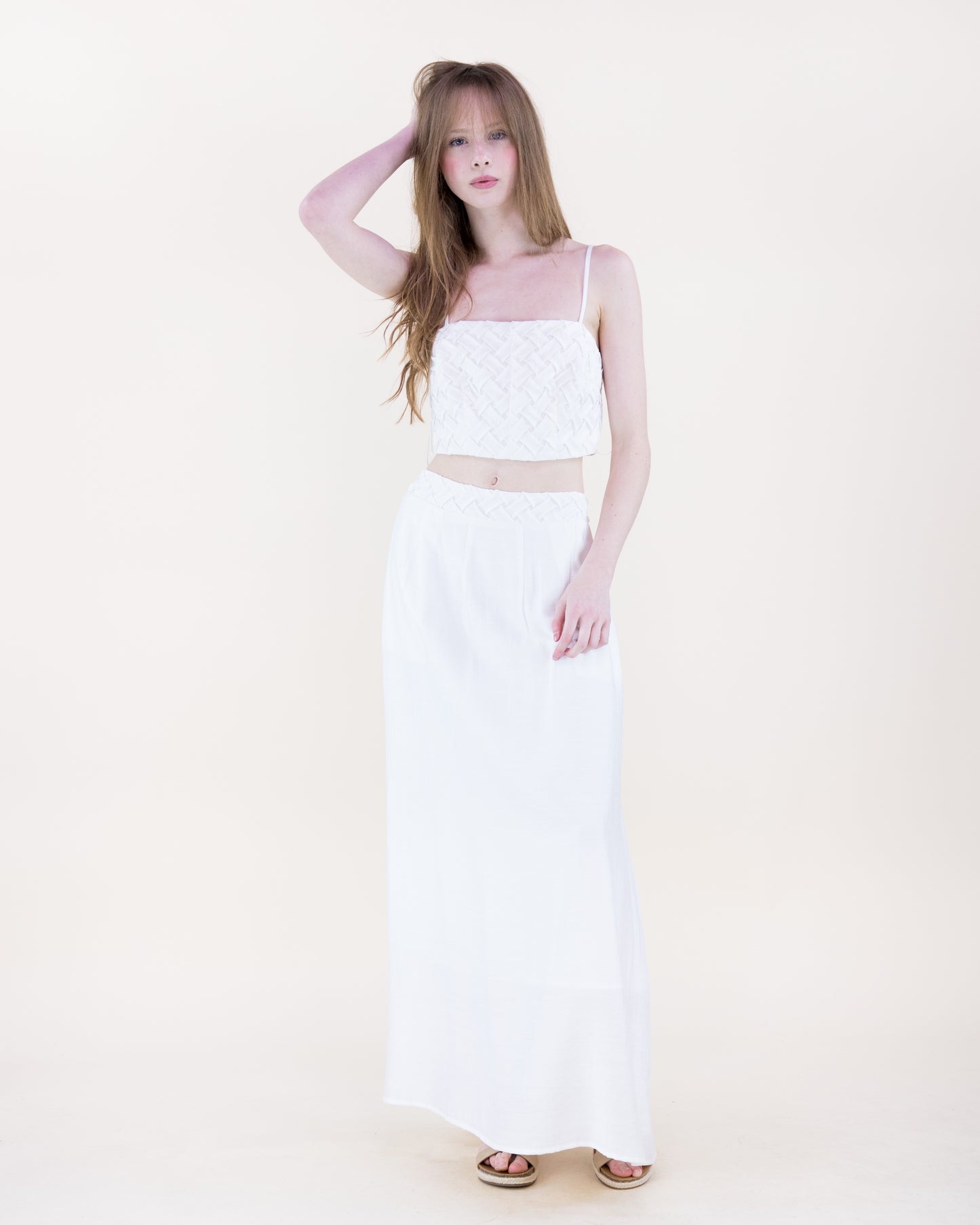 Artisanal Lattice Bodice Crop Top