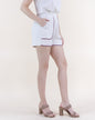Linen Embroidered Edge Stitch High Waisted Shorts