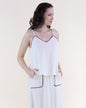 Linen Embroidered Edge Stitch V-Neck Camisole