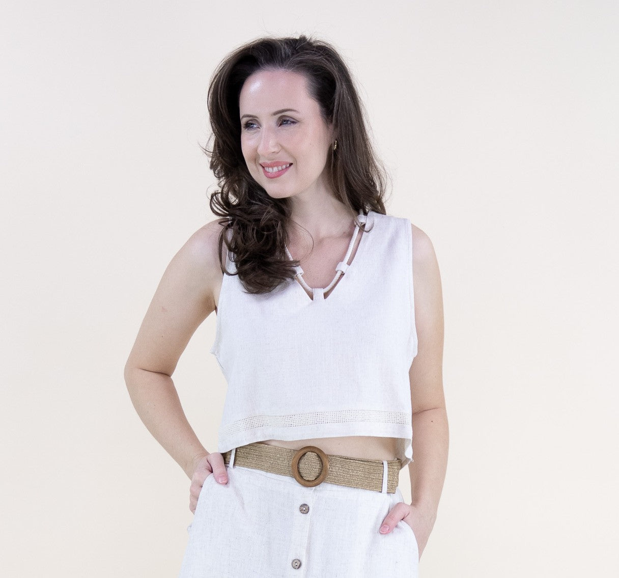 Coastal Linen Rope Crop Top