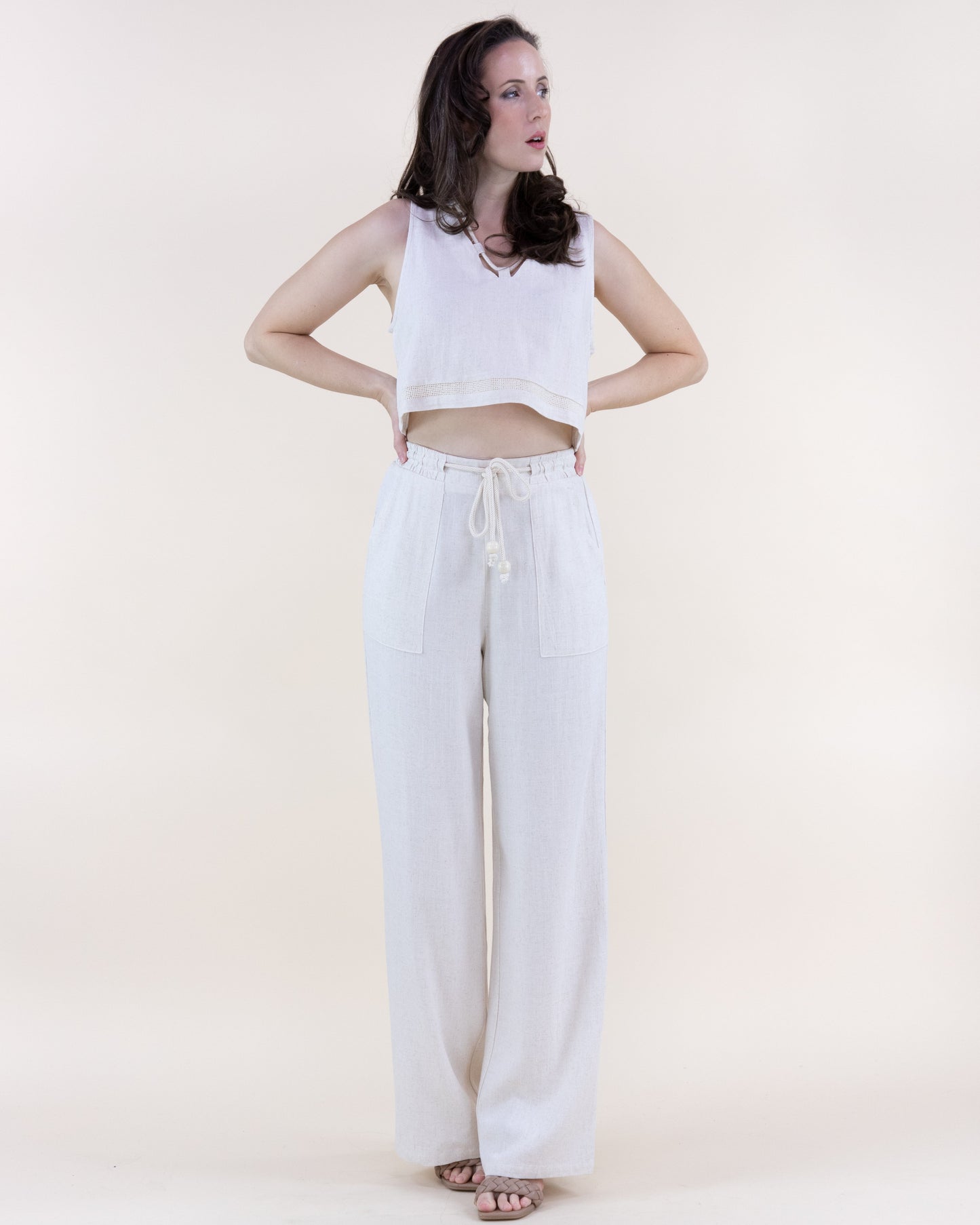 Coastal Linen Rope Crop Top