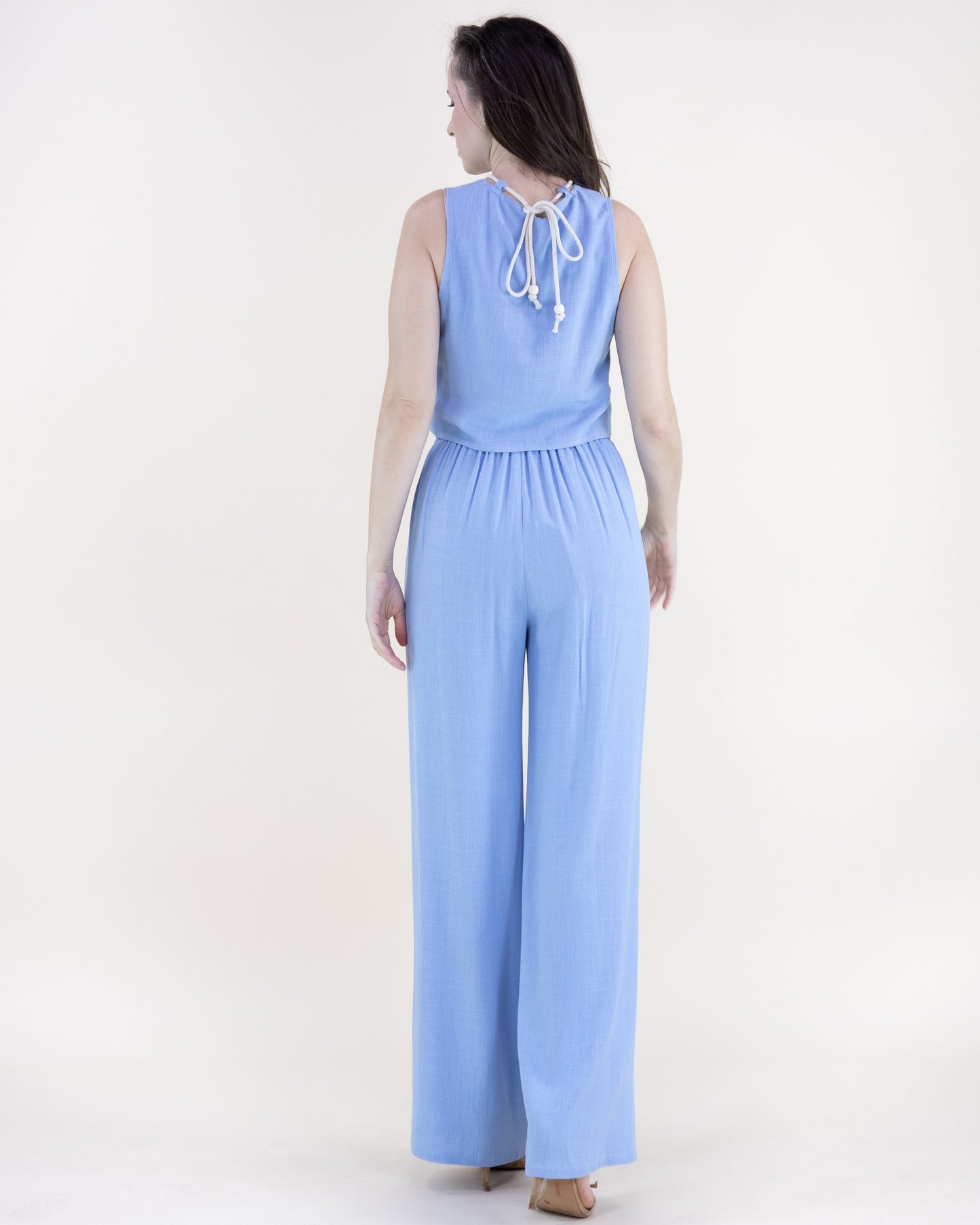 Coastal Linen Rope Belt Wide Legged Pants