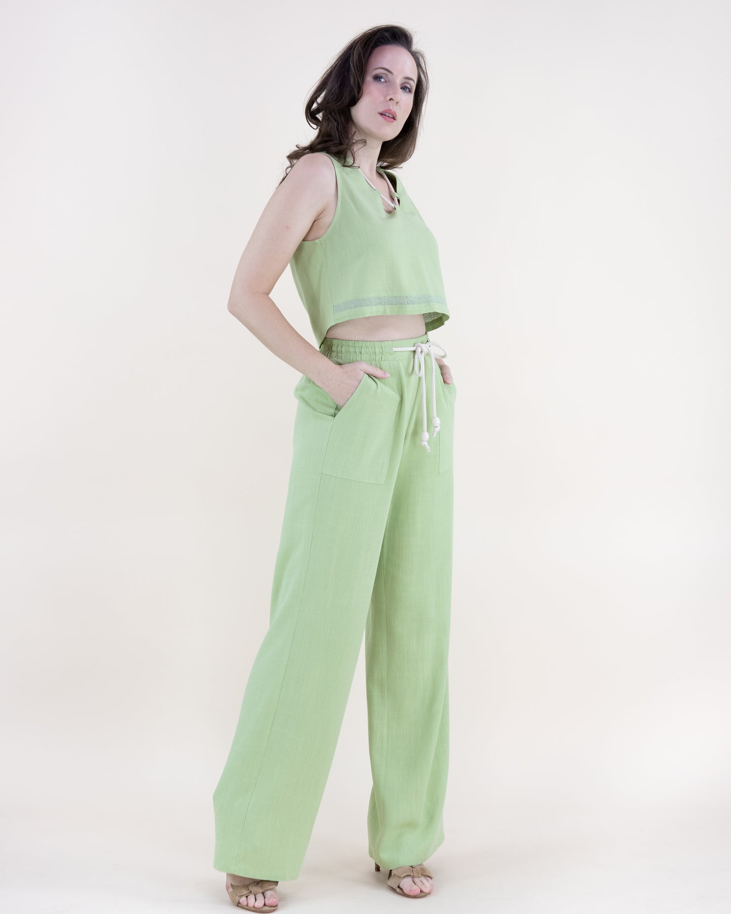 Coastal Linen Rope Crop Top