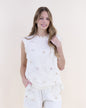 Seashell Embellished Raw Hem Net Top