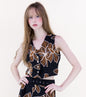 Embroidered Petals Button Front Vest