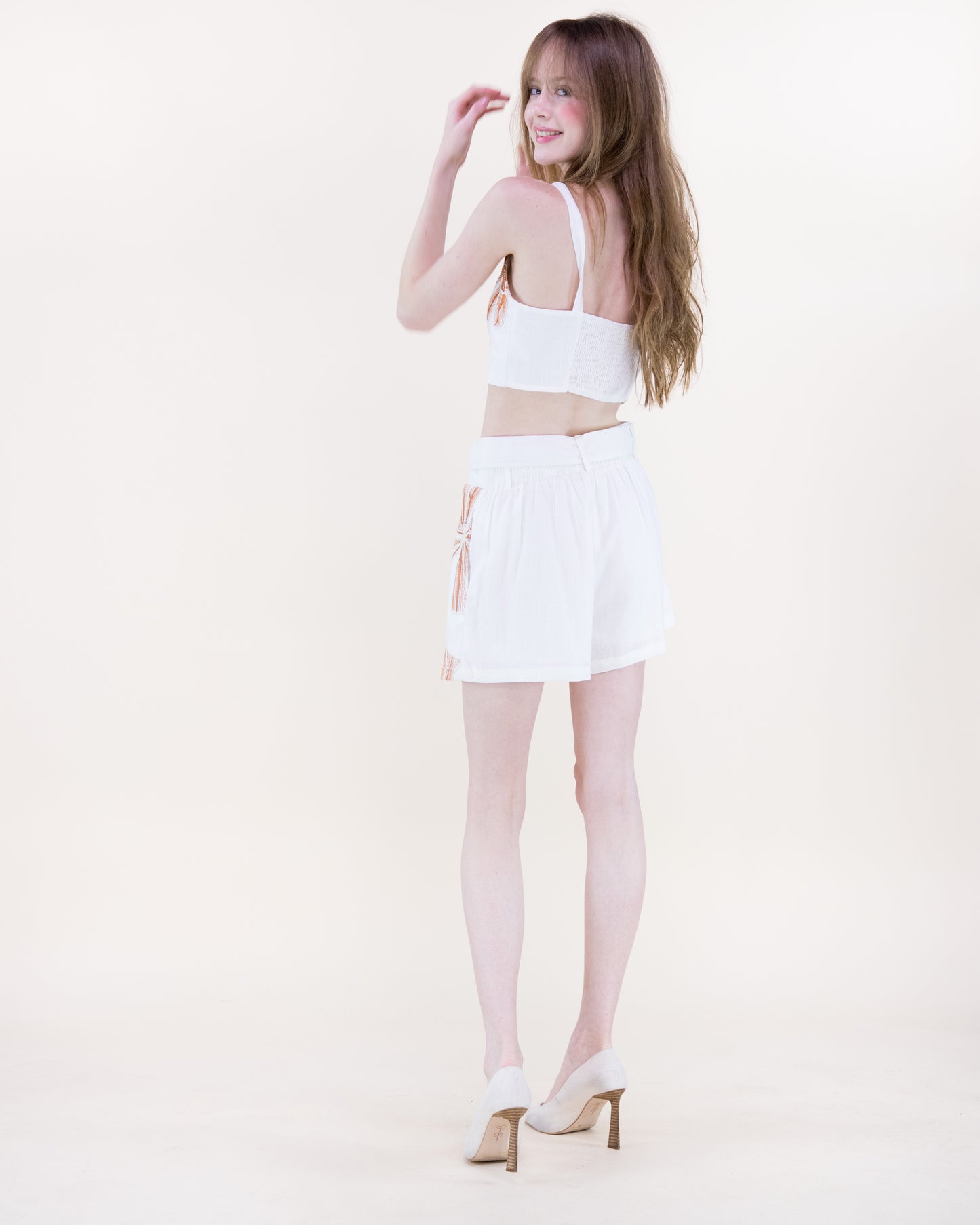 Embroidered Petals Crop Top