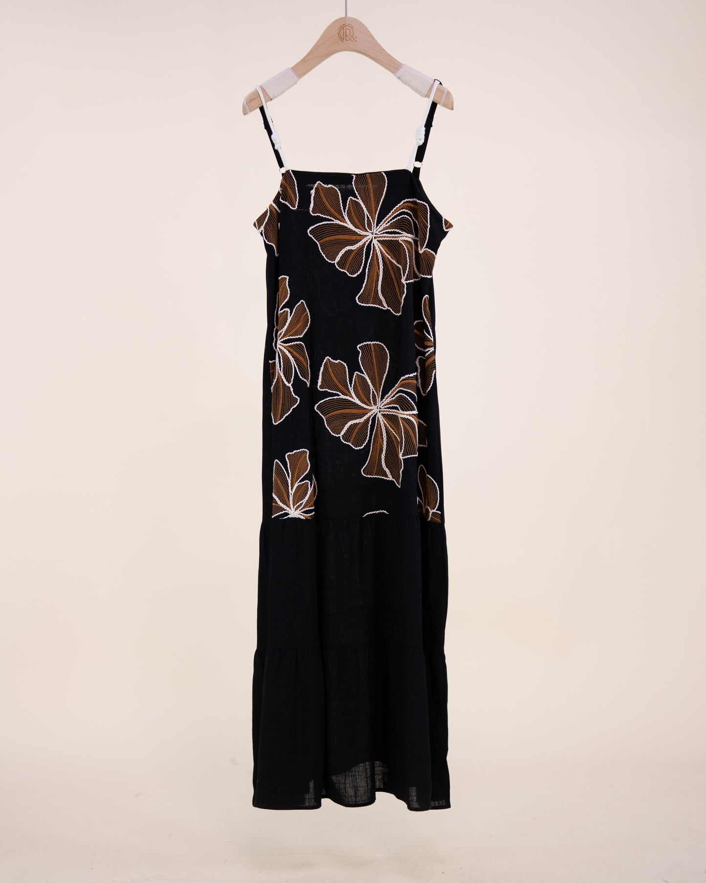 Embroidered Petals Tiered Maxi Dress