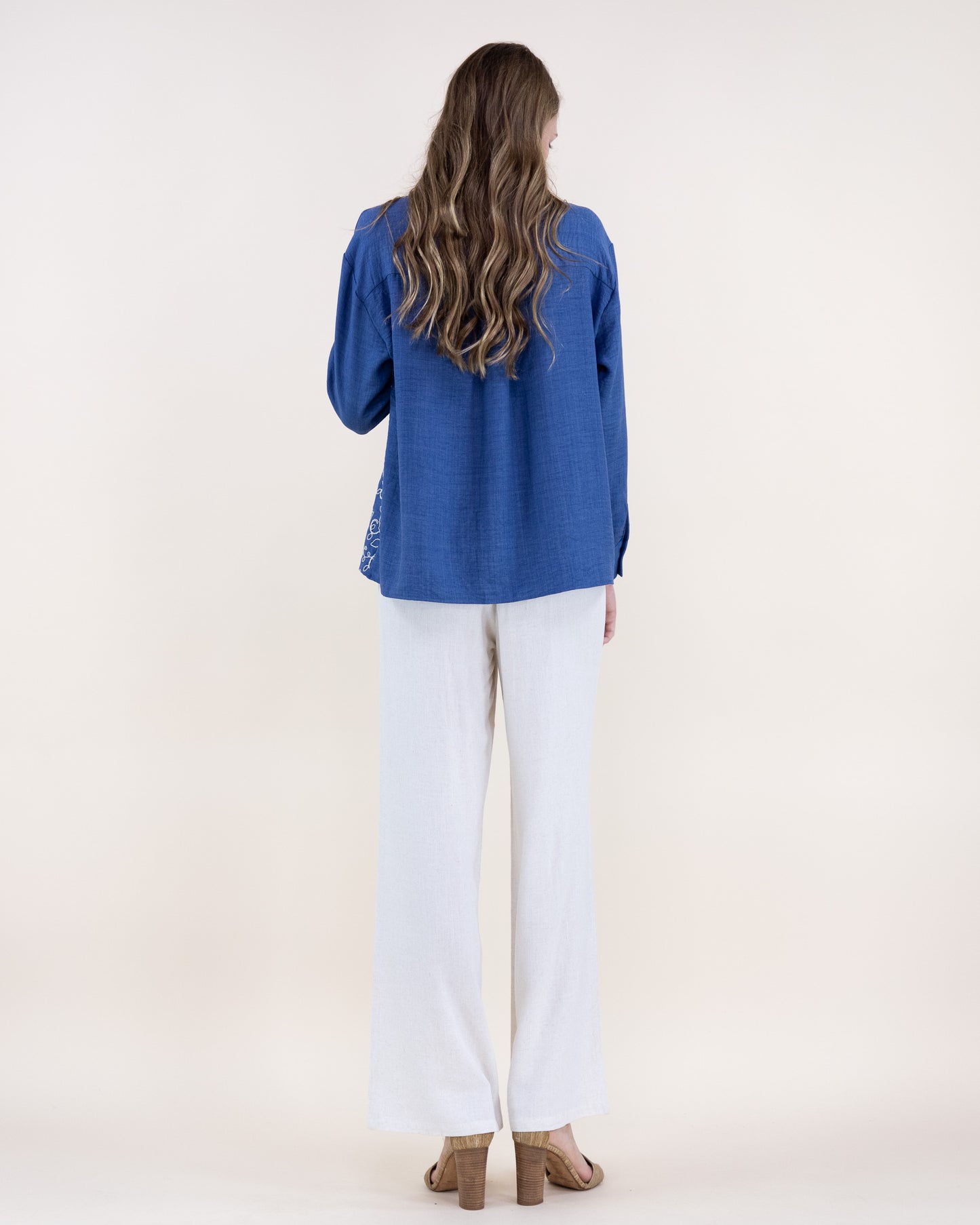 Prairie Rose Embroidered Cotton Blend Button Up Shirt