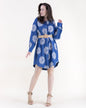 Floral Embroidered Belted Cotton Blend Midi Shirt Dress
