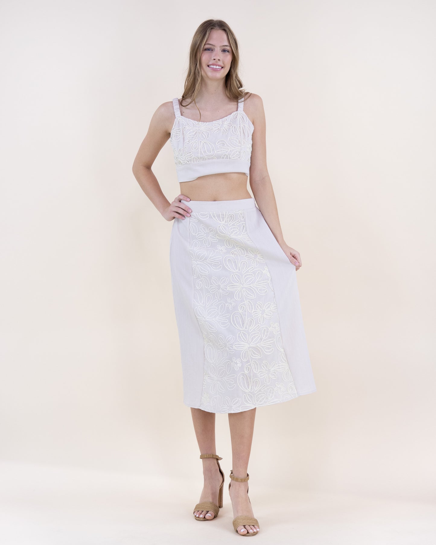 Wildflower Embroidered Outline Crop Top