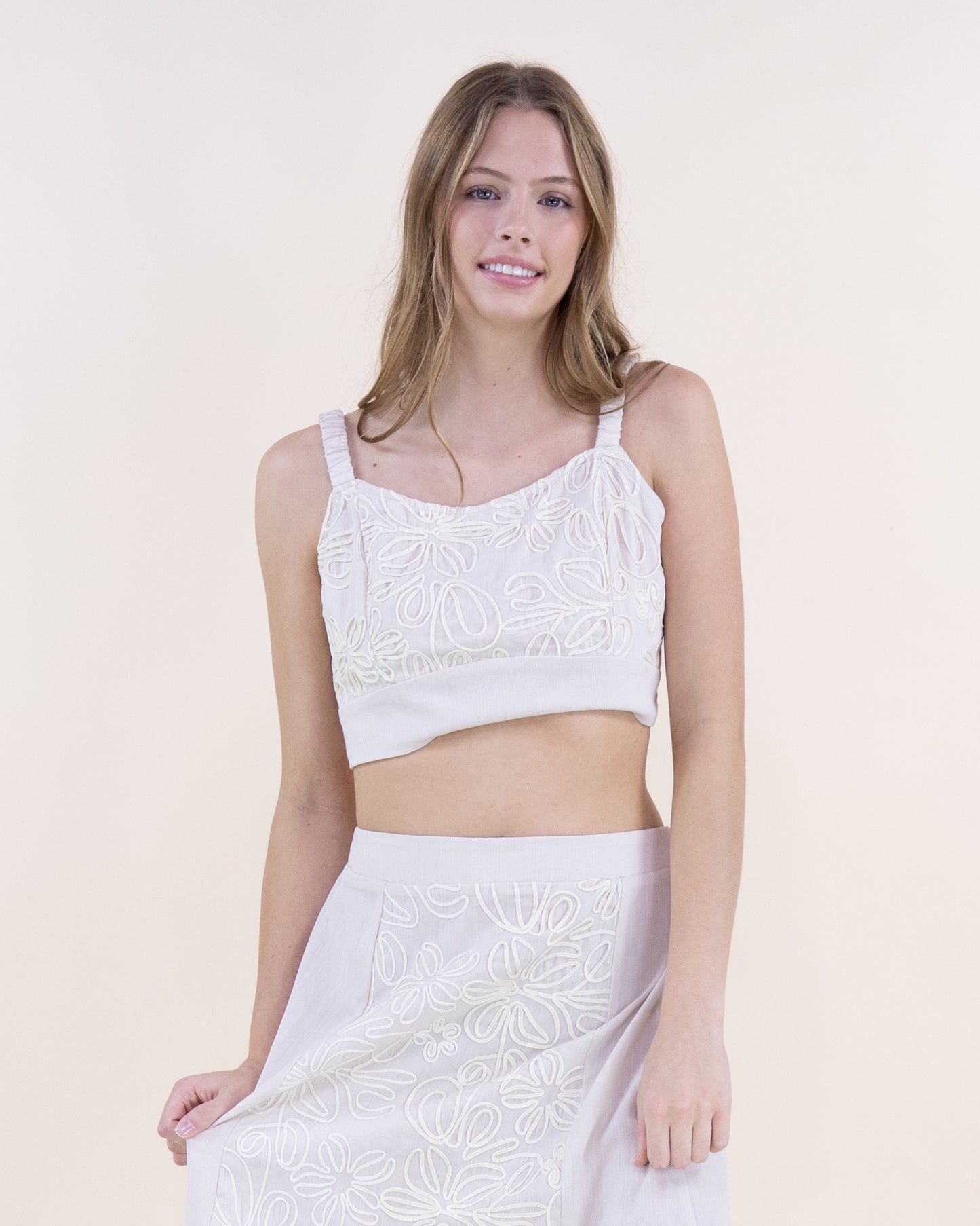 Wildflower Embroidered Outline Crop Top