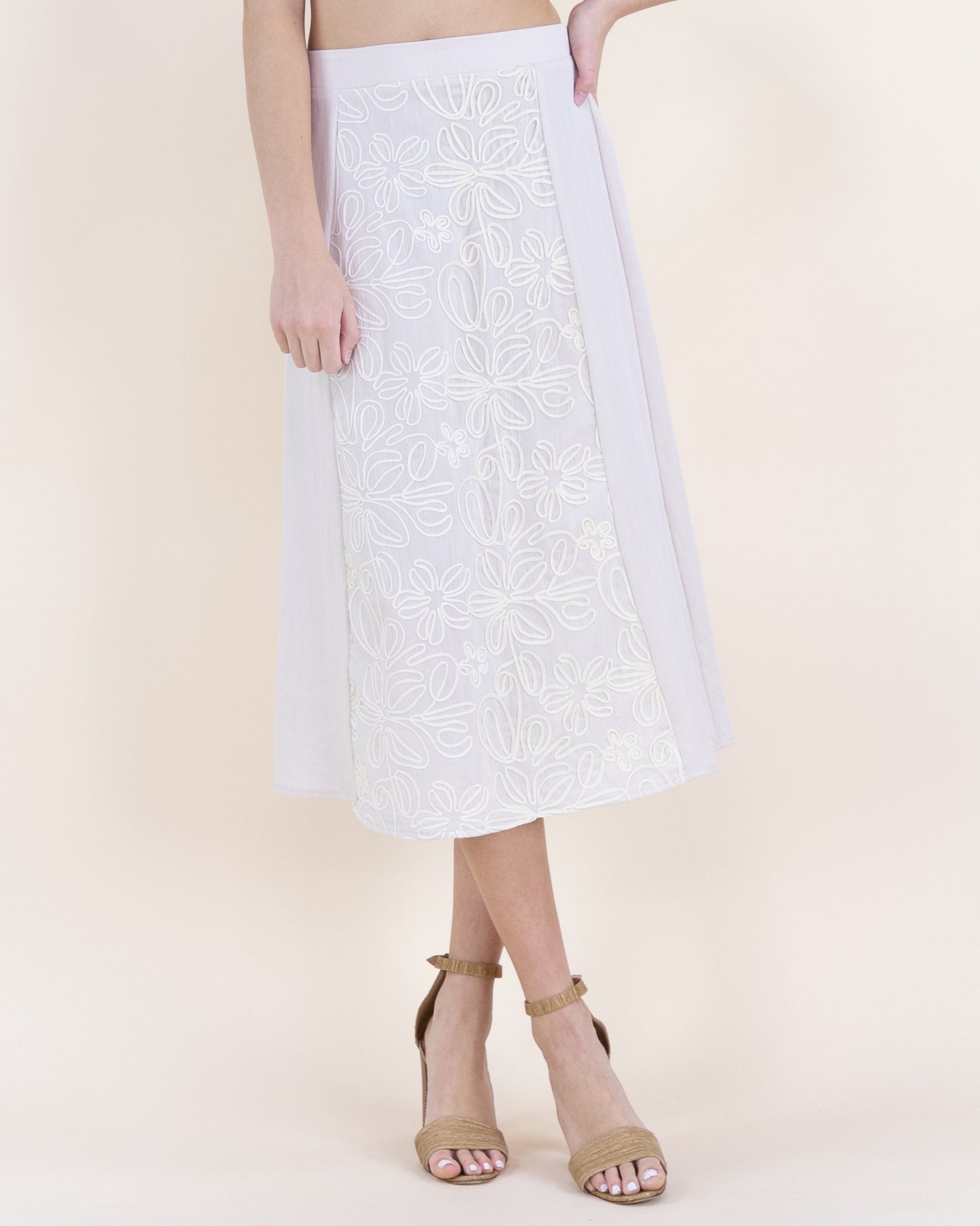Wildflower Embroidered Outline Midi Skirt - S/M, L/XL