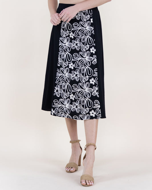 Wildflower Embroidered Outline Midi Skirt - S/M, L/XL