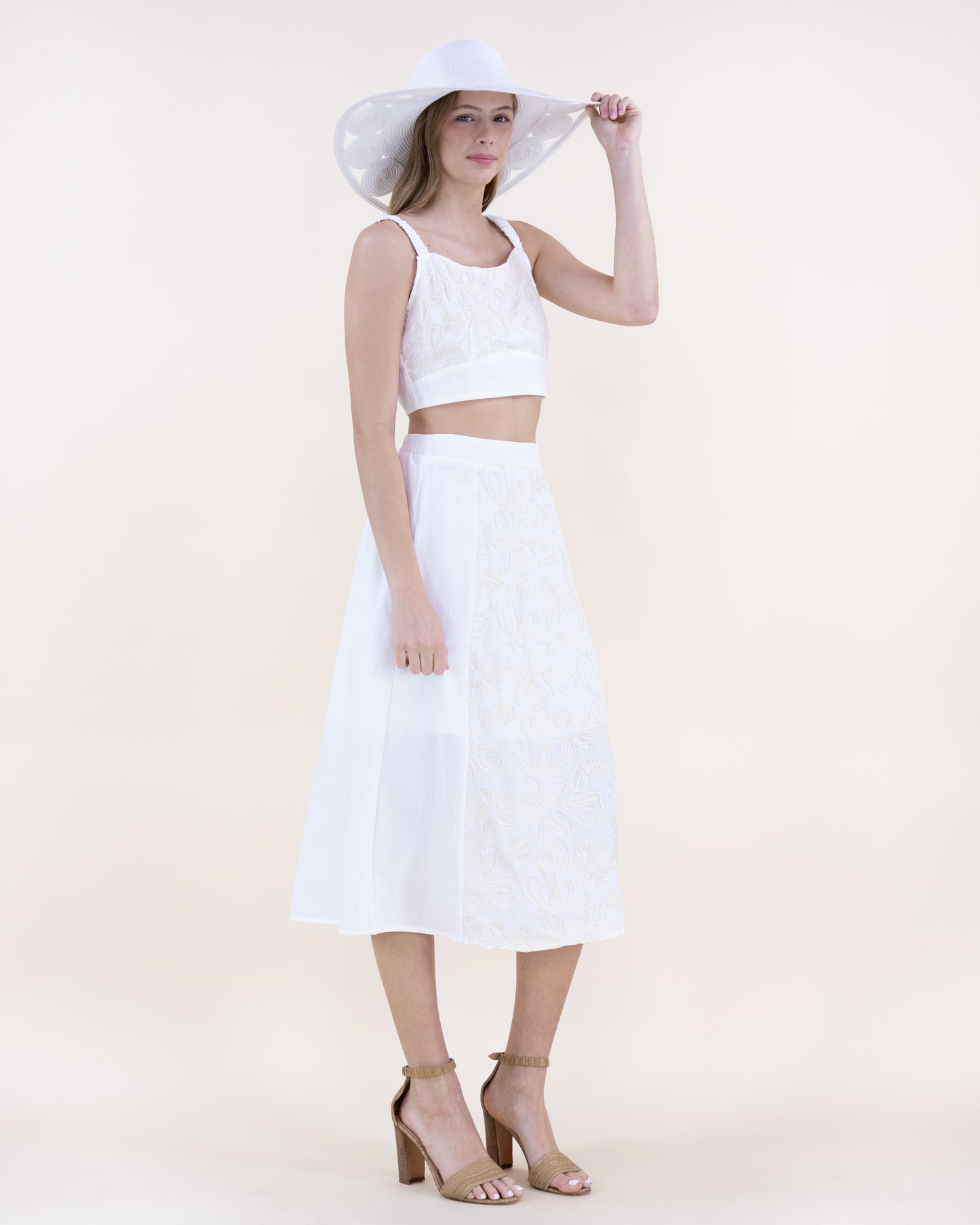 Wildflower Embroidered Outline Crop Top