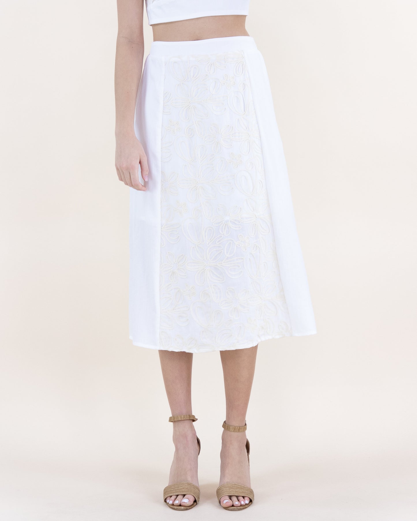 Wildflower Embroidered Outline Midi Skirt - S/M, L/XL