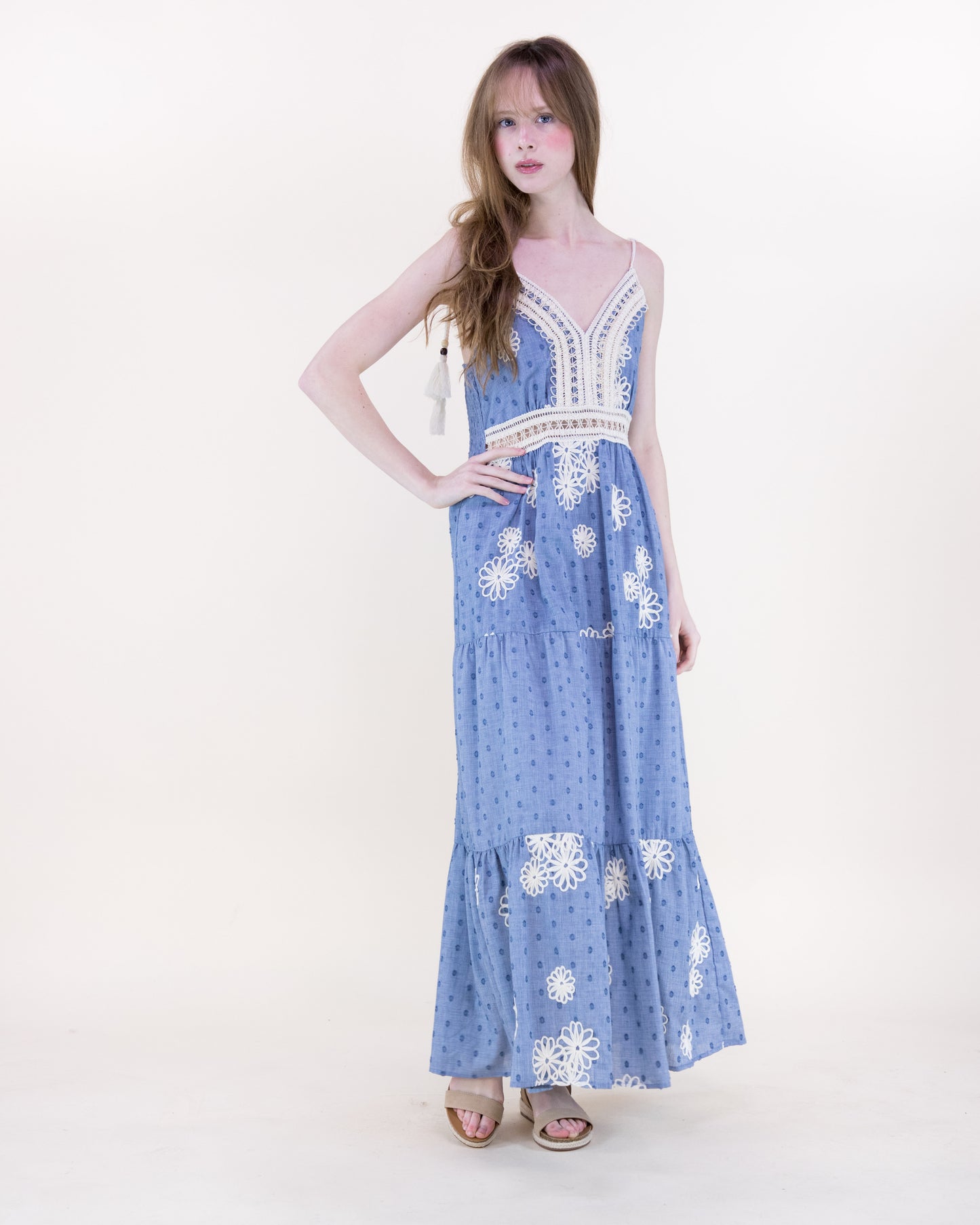 Desert Marigold Embroidered Tiered Maxi Dress