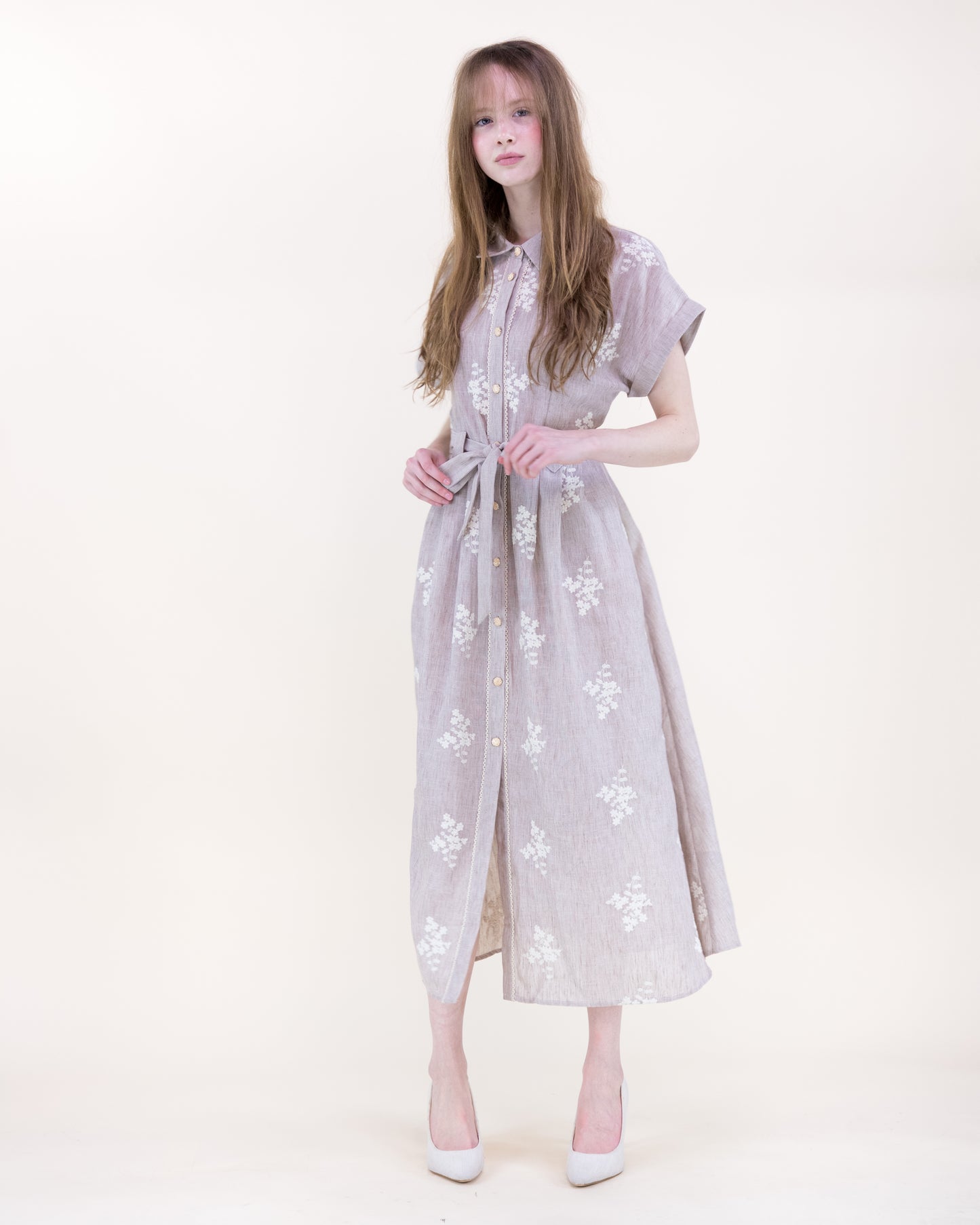 Cottage Loom Embroidered Maxi Shirt Dress