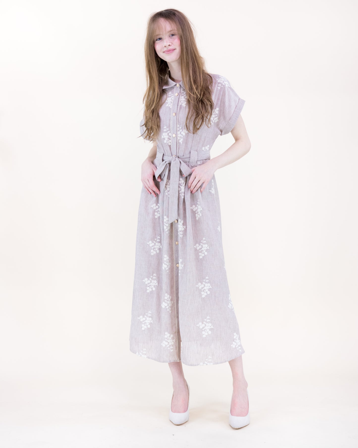 Cottage Loom Embroidered Maxi Shirt Dress