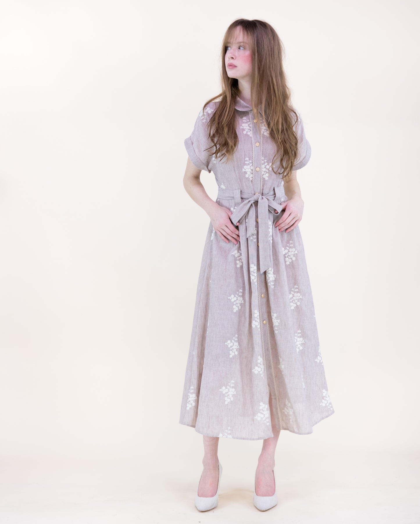 Cottage Loom Embroidered Maxi Shirt Dress