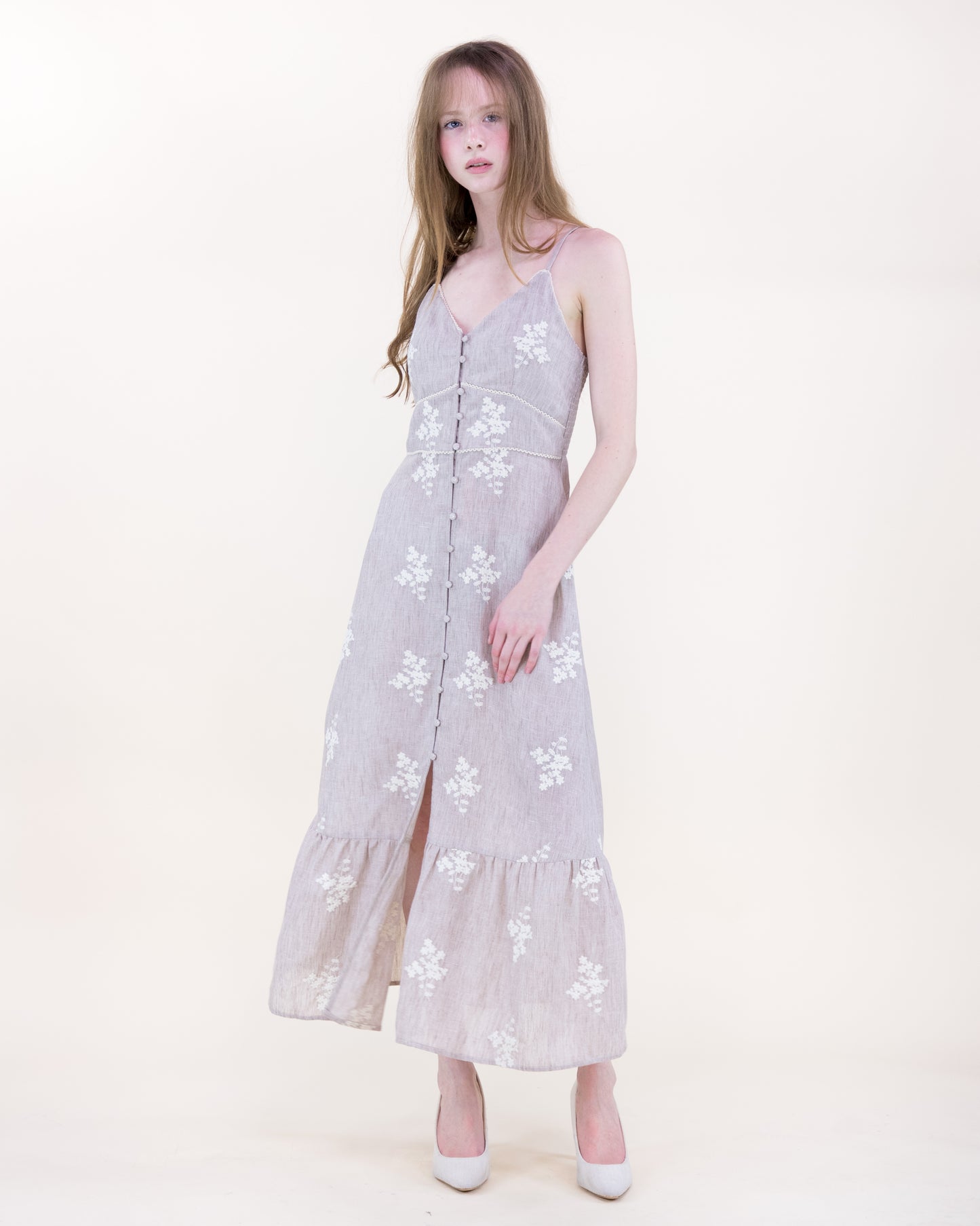 Cottage Loom Embroidered A-Line Maxi Dress