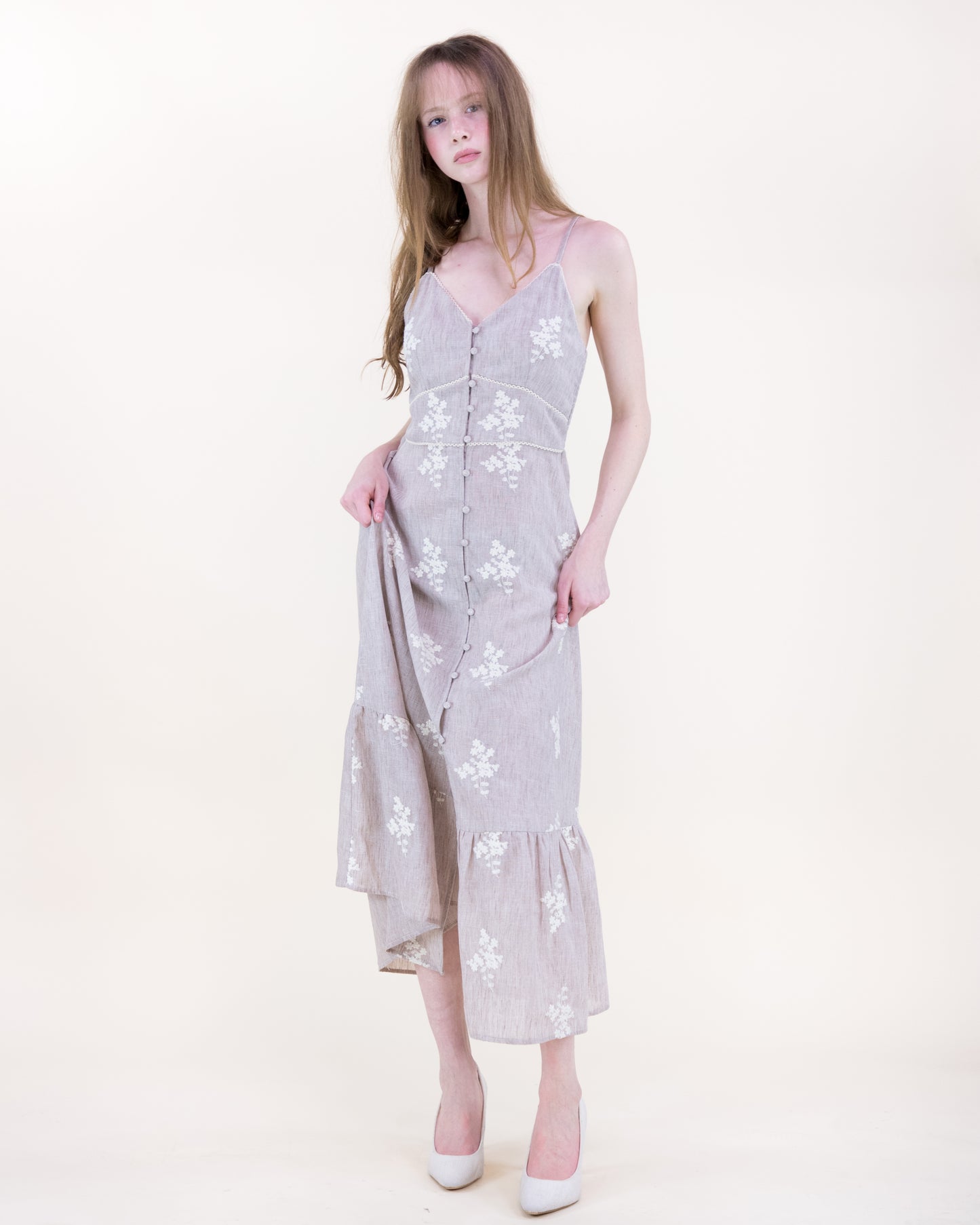 Cottage Loom Embroidered A-Line Maxi Dress