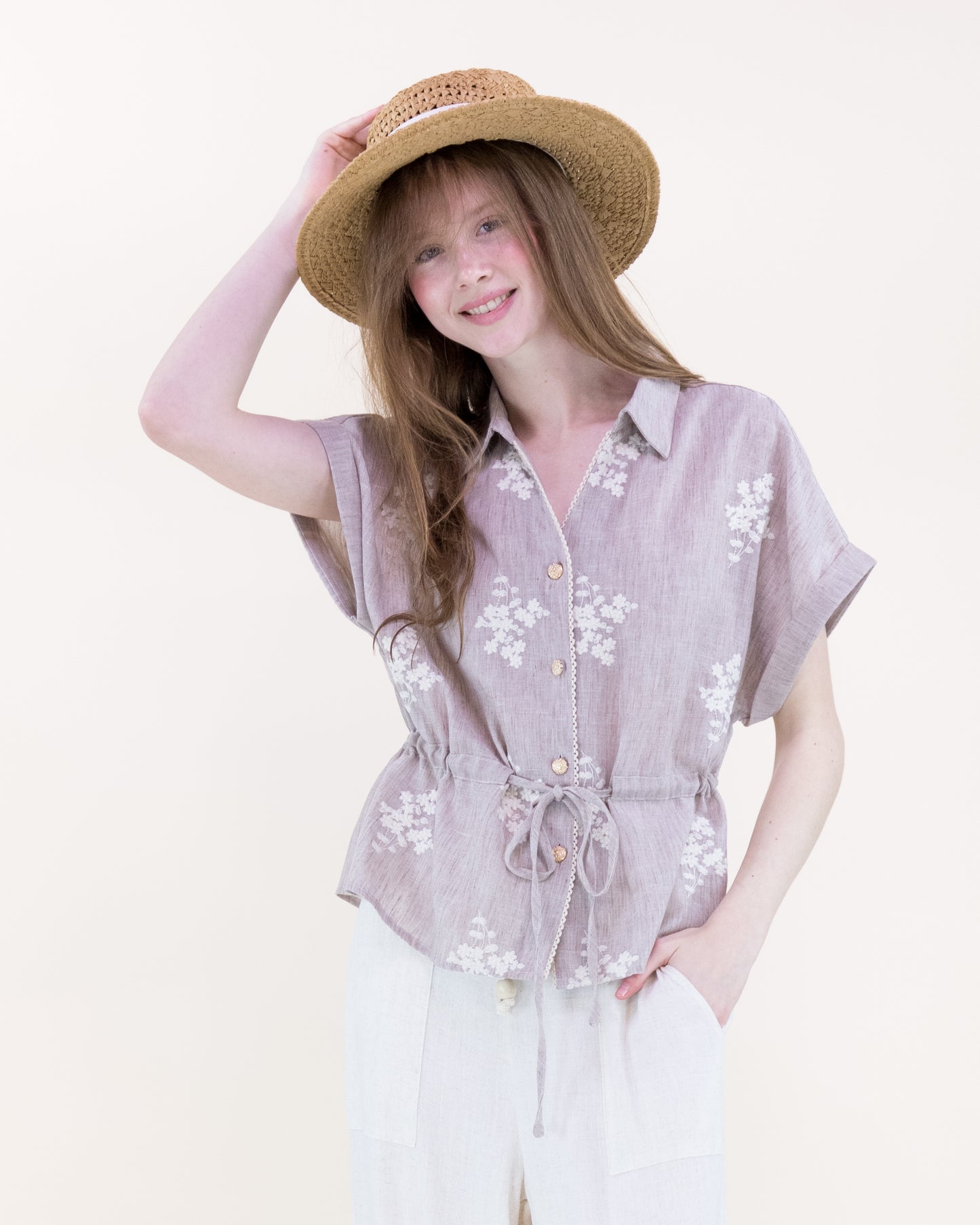 Cottage Loom Embroidered Peplum Blouse