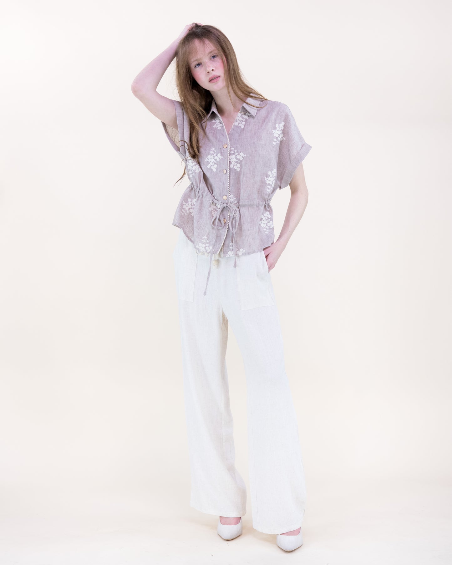 Cottage Loom Embroidered Peplum Blouse