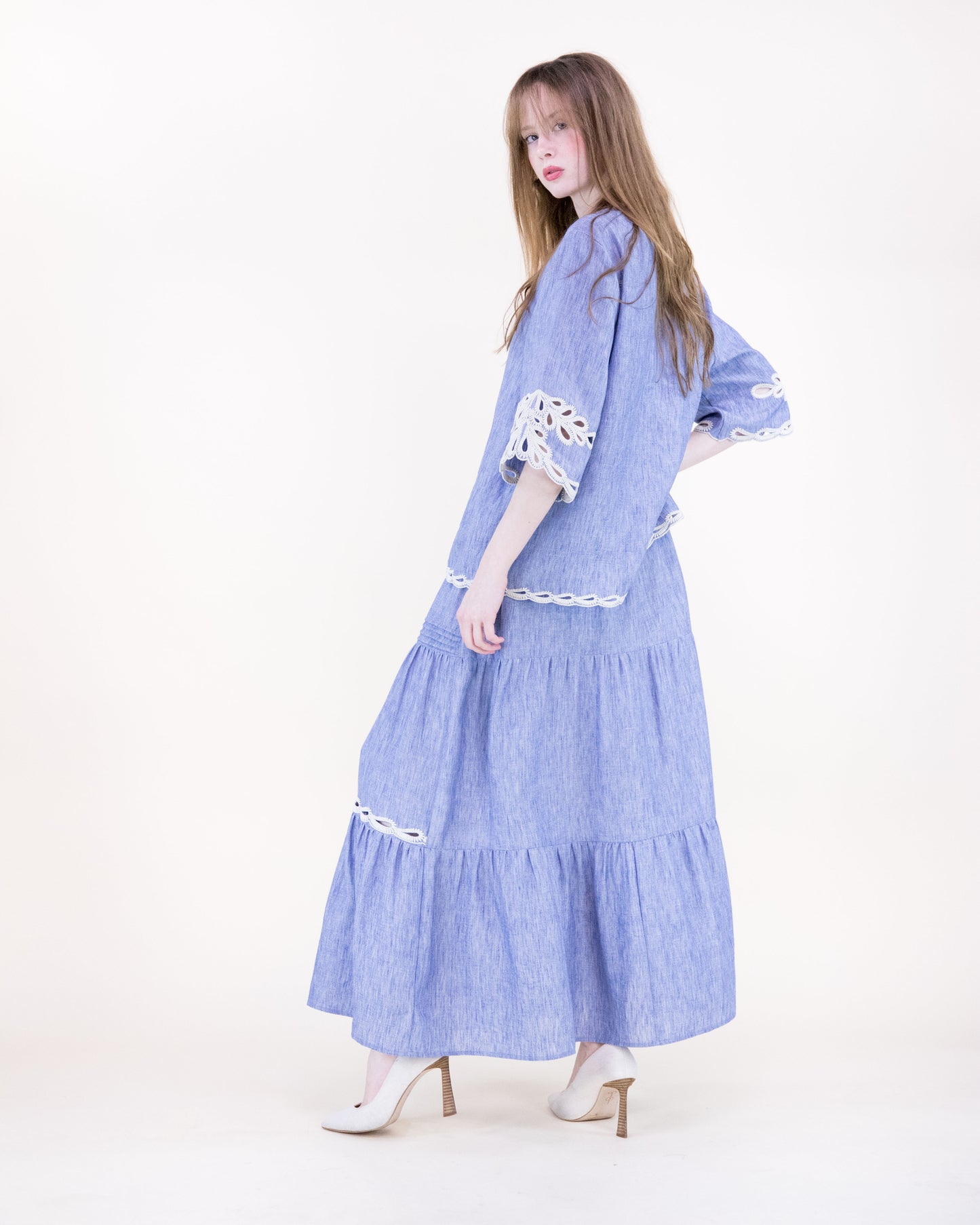 Zanzibar Eyelet Embroidered Chambray Blouse