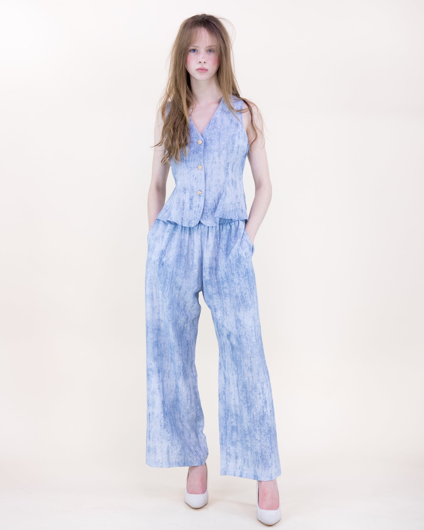 Laguna Chambray Peplum Vest