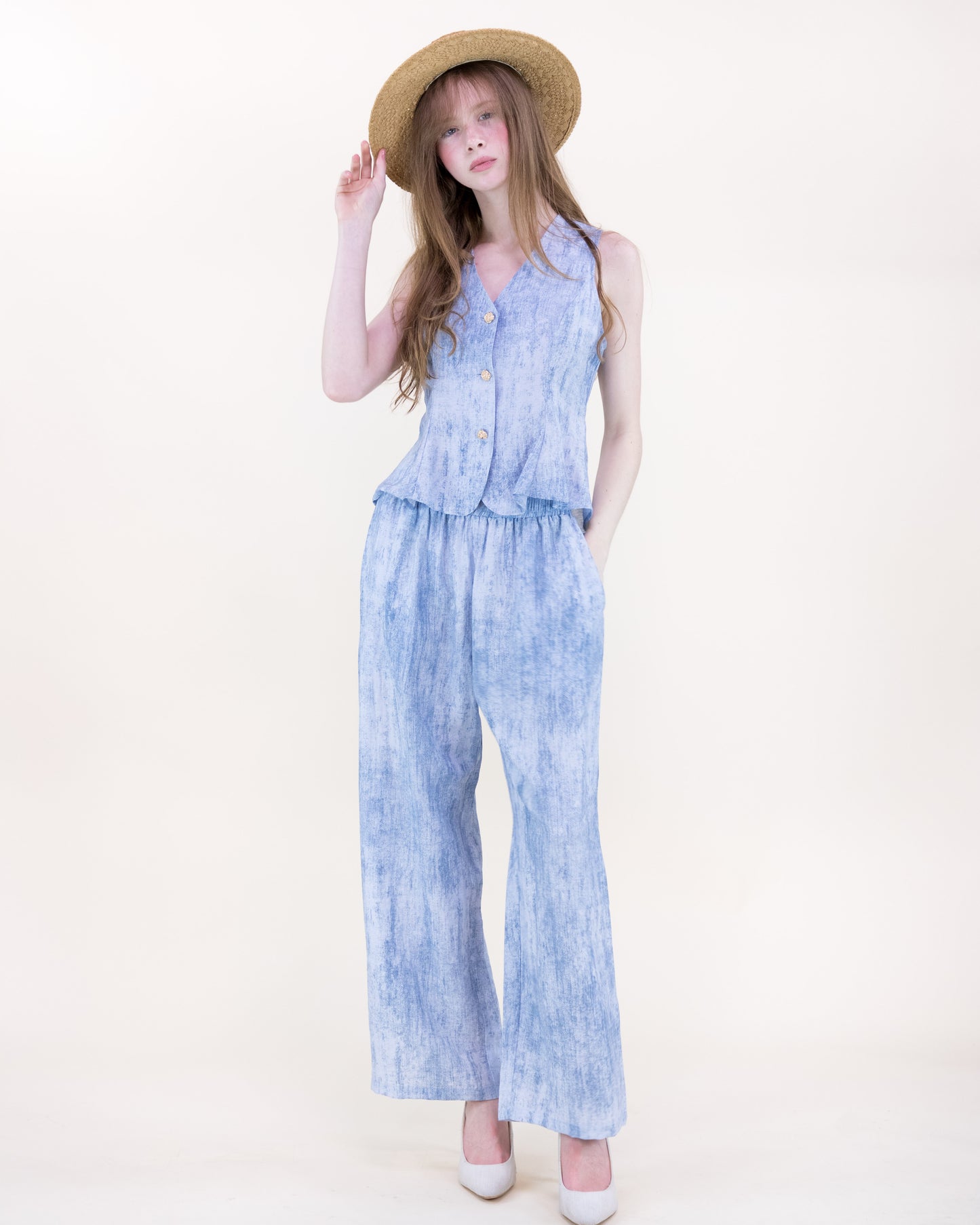 Laguna Chambray Wide Leg Trousers