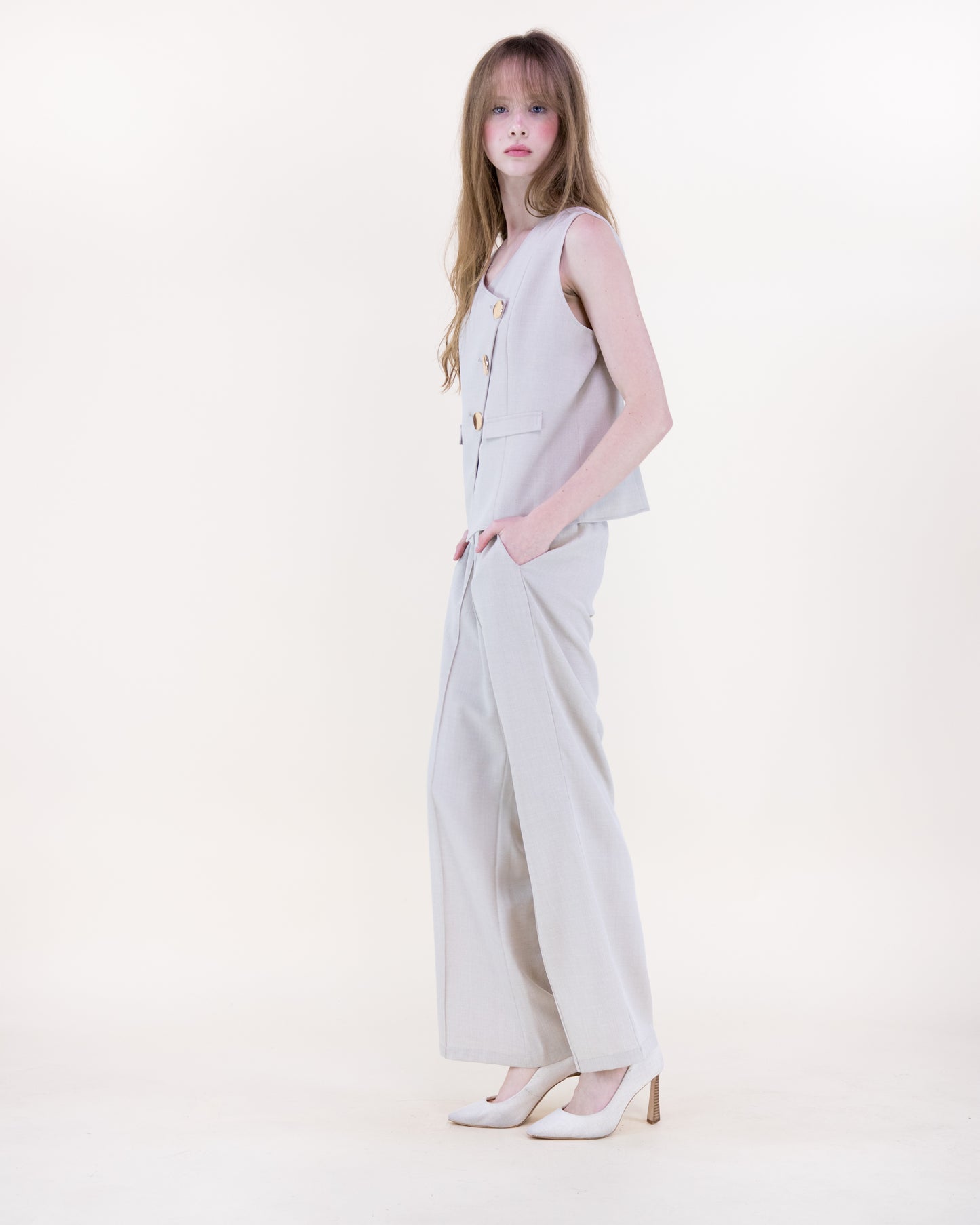 Laguna Linen Front Seam Wide Leg Trousers