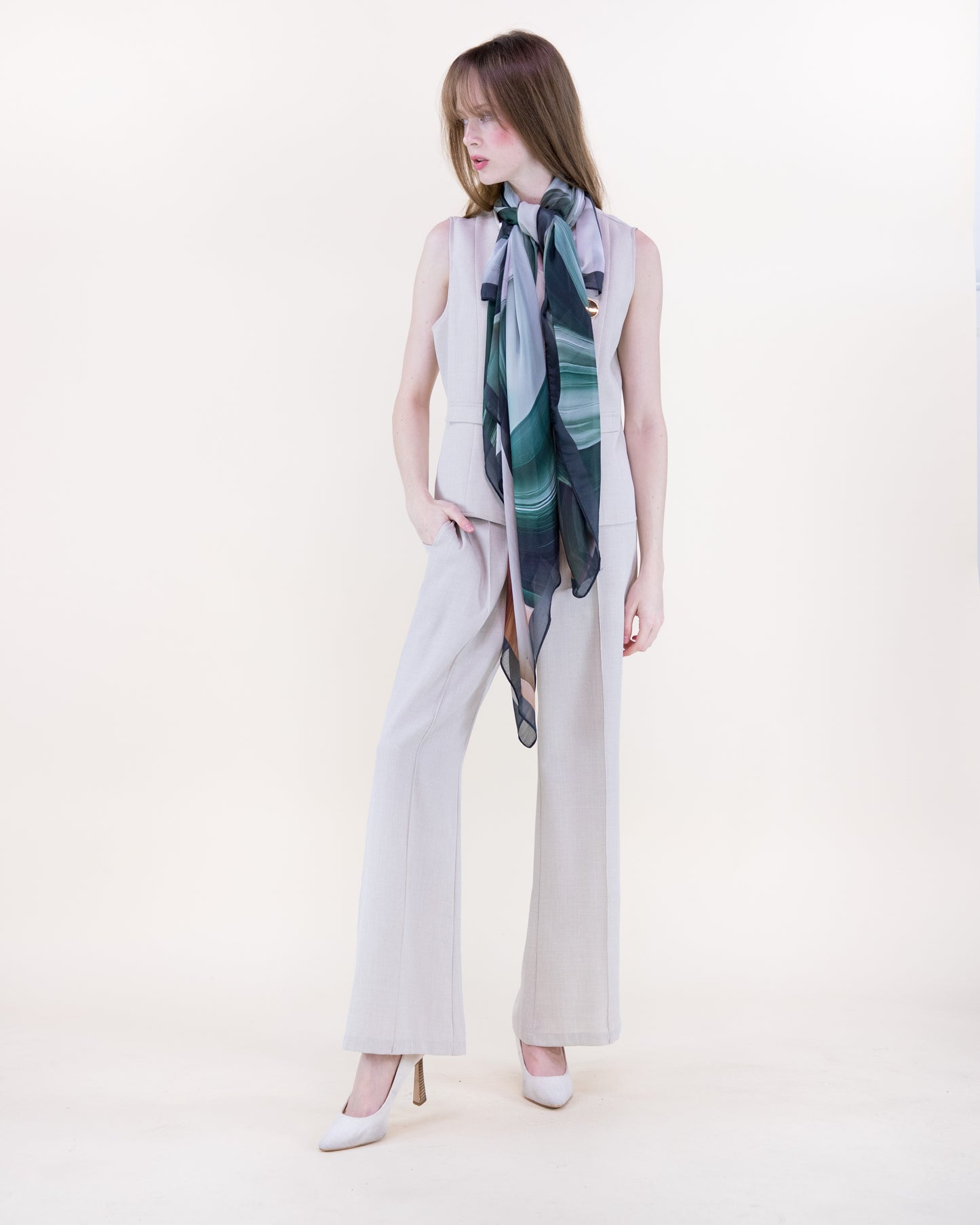 Marble Flow Silky Large Square Scarf