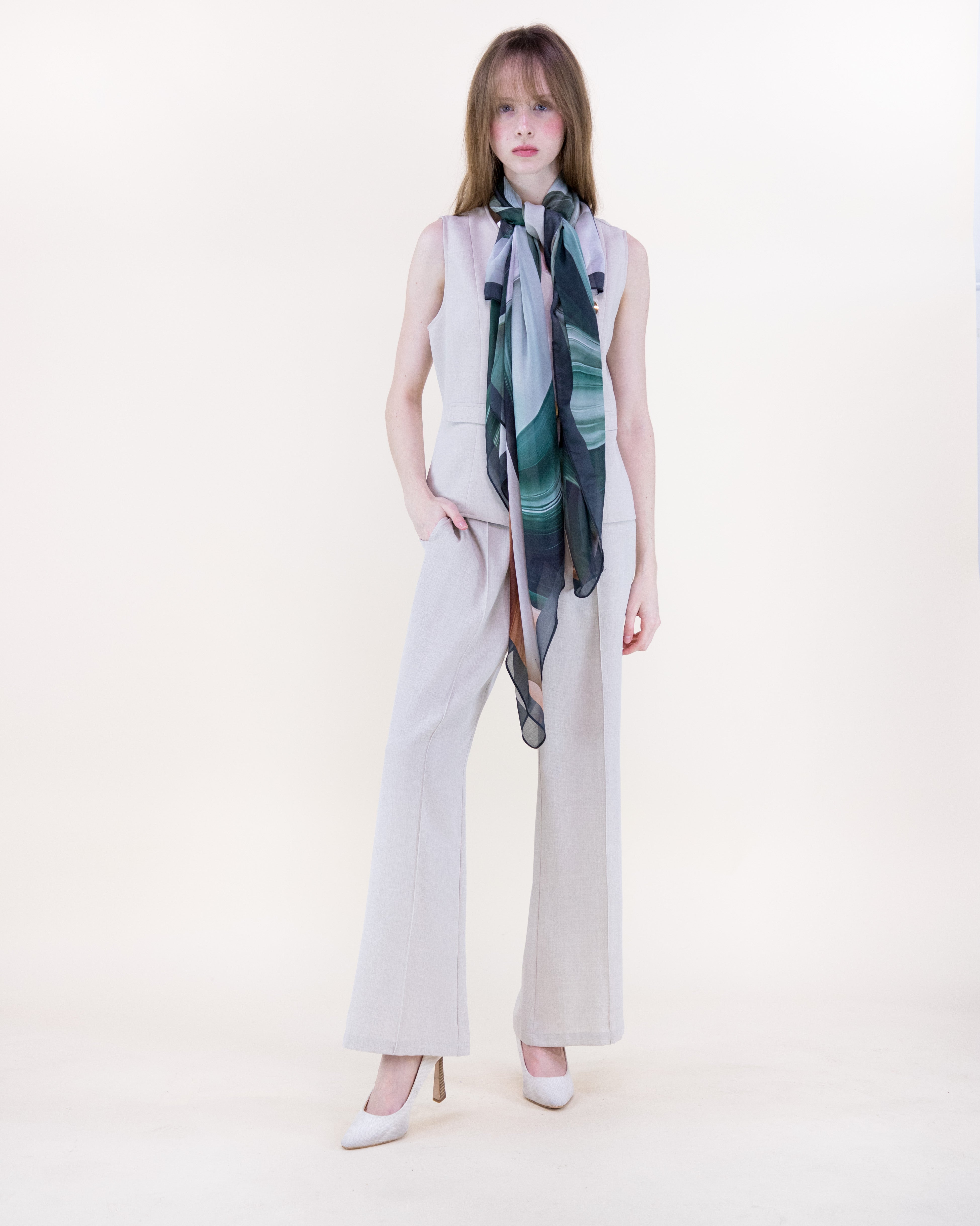 Marble Flow Silky Large Square Scarf