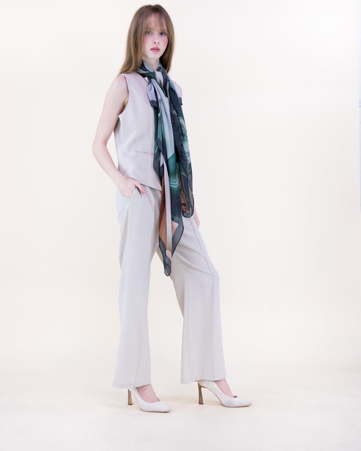 Marble Flow Silky Large Square Scarf