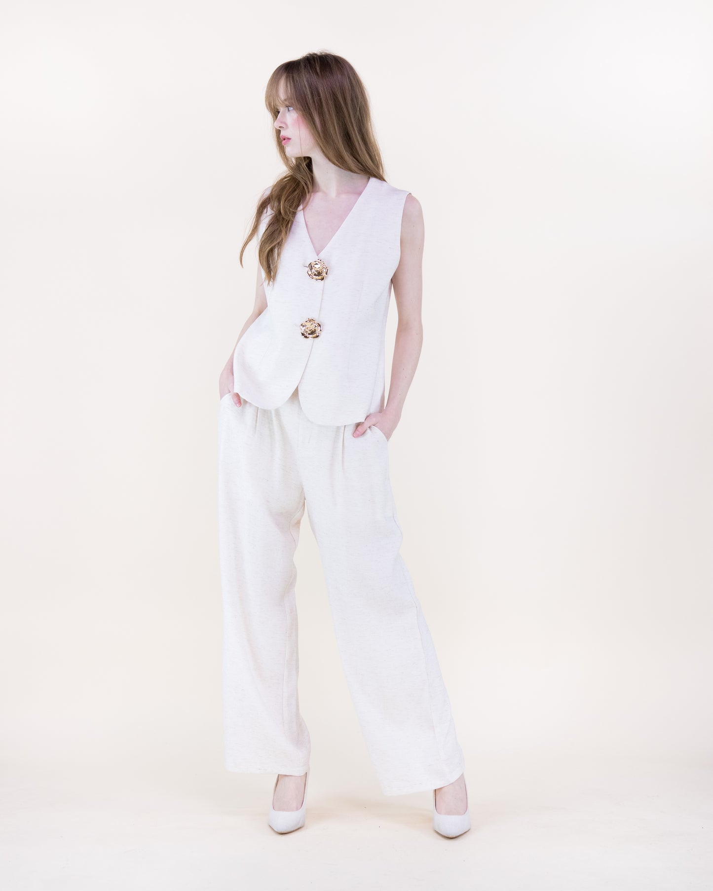 Laguna Linen Classy Pleated Wide Leg Trousers
