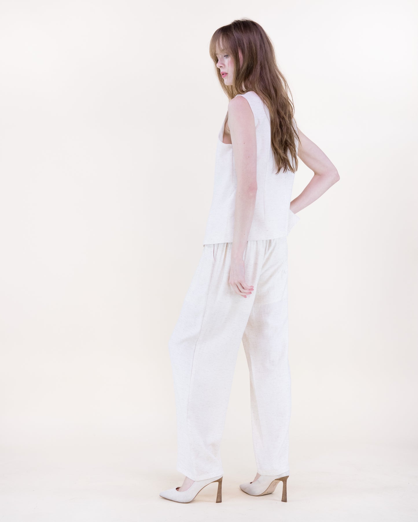 Laguna Linen Classy Gold Button Vest
