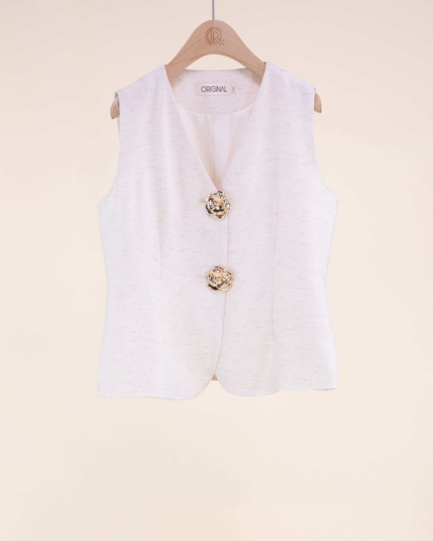 Laguna Linen Classy Gold Button Vest