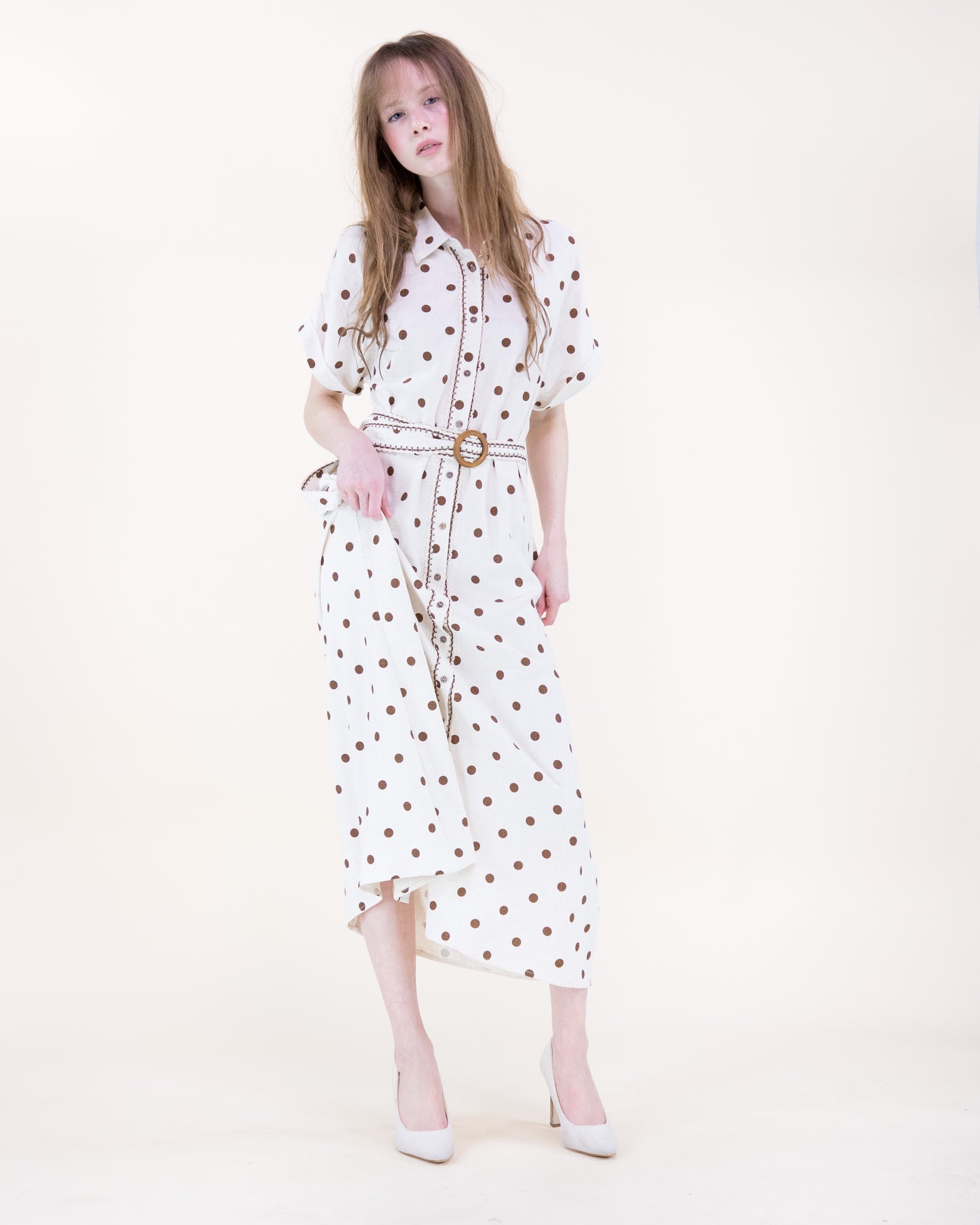 Summer Polka Dots Belted Dress