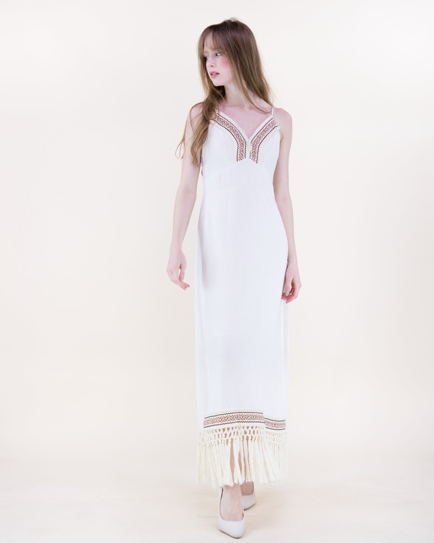 Diosa Linen Long Tassel Dress