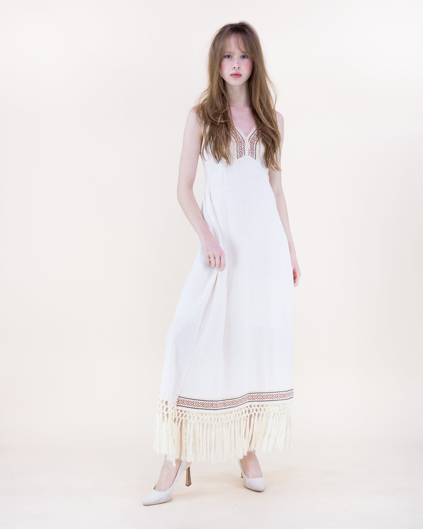 Diosa Linen Long Tassel Dress