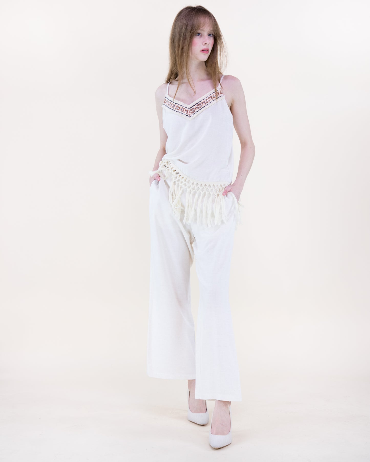 Diosa Linen Long Tassel Tank Top