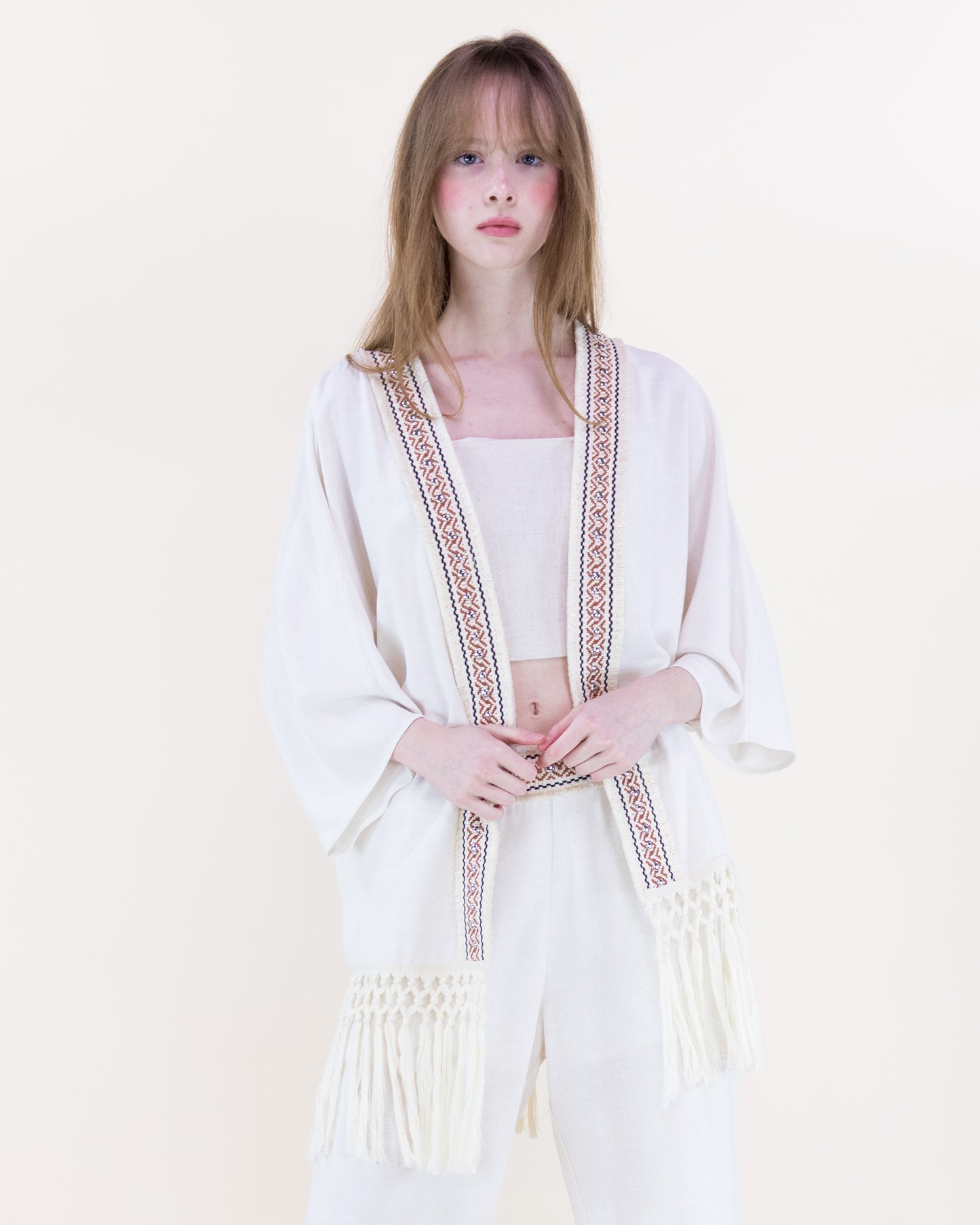 Diosa Linen Long Tassel Summer Jacket