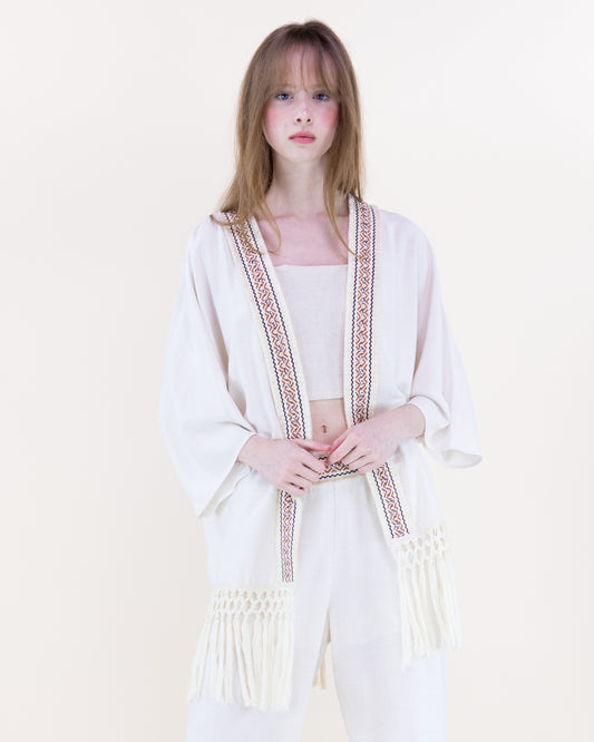 Diosa Linen Long Tassel Summer Jacket