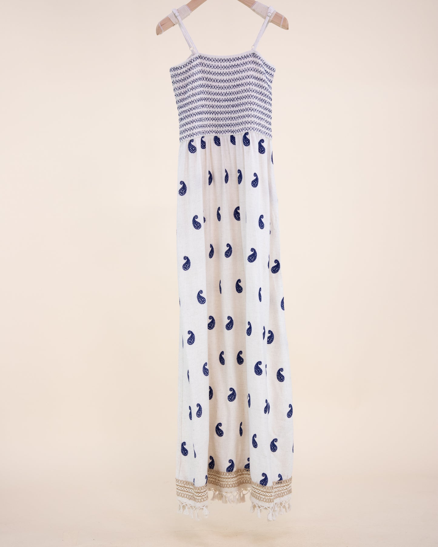 Coastal Paisley Tassel Hem Dress