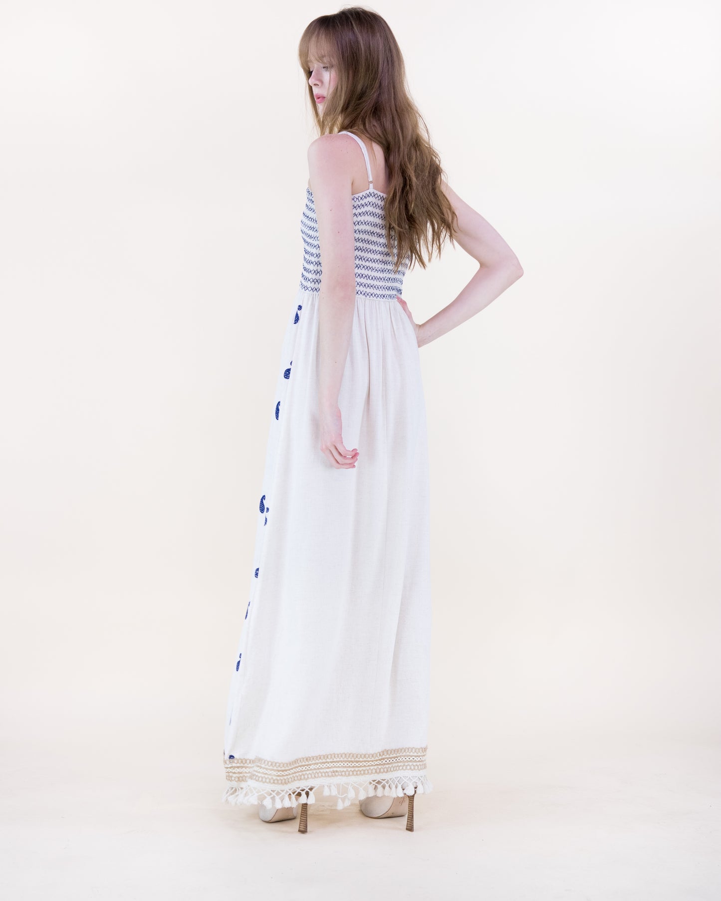 Coastal Paisley Tassel Hem Dress