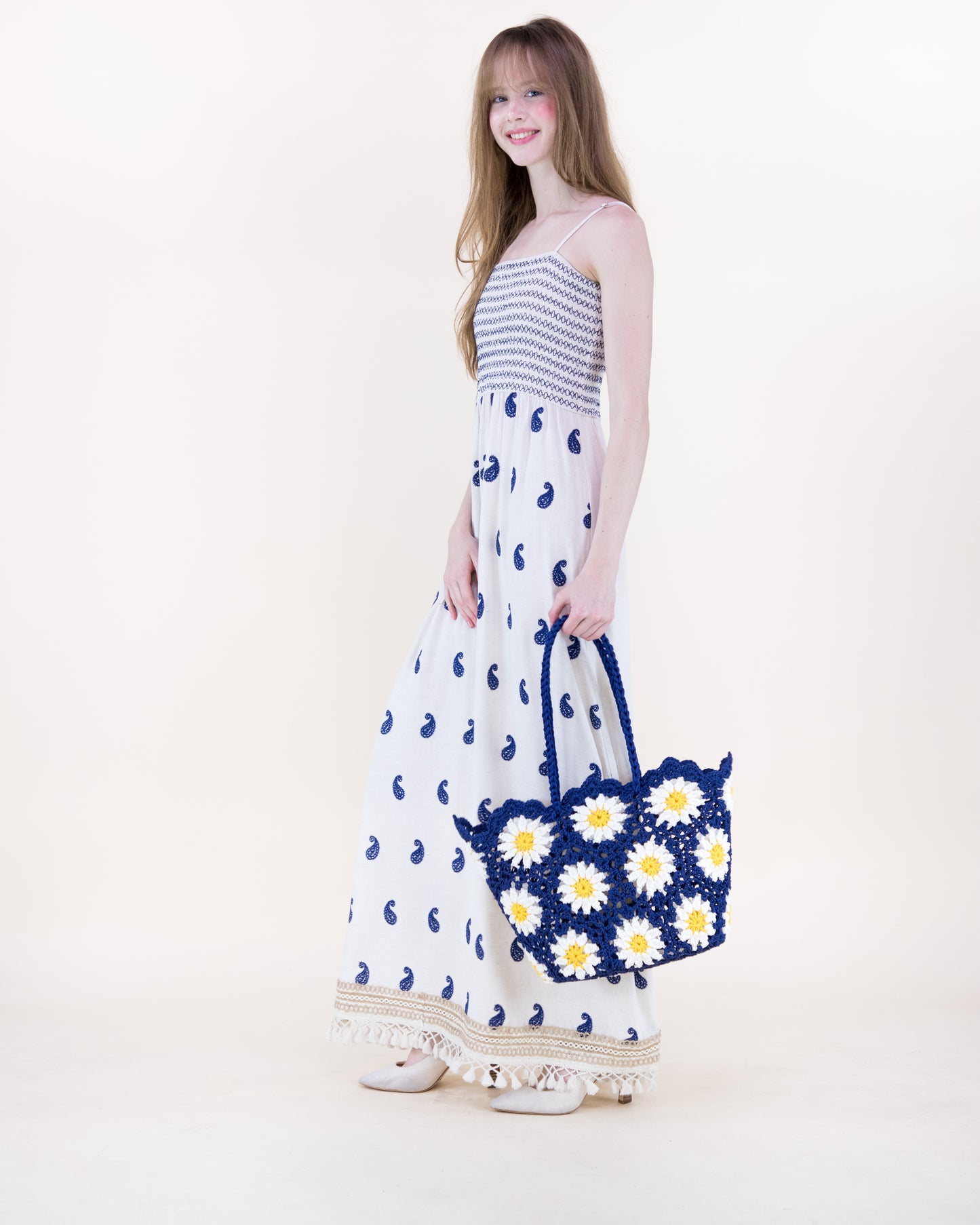 Coastal Paisley Tassel Hem Dress
