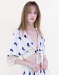 Coastal Paisley Front Tie Tassel Hem Crop Top