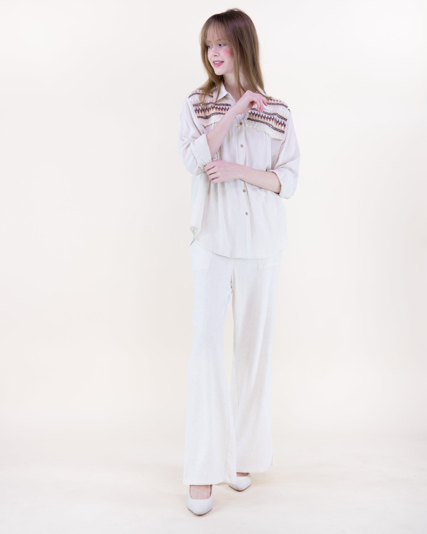 Bella Costa Woven Yoke Blouse